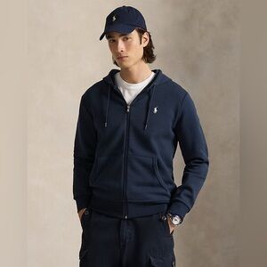 Double-Knit Full-Zip Hoodie Polo Ralph Lauren Size Medium Aviator Navy Org. $145